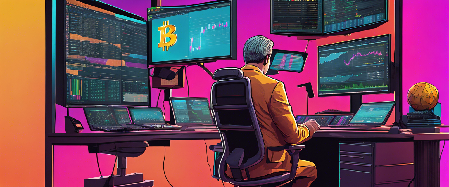 Trader analyzing cryptocurrency market fluctuations.