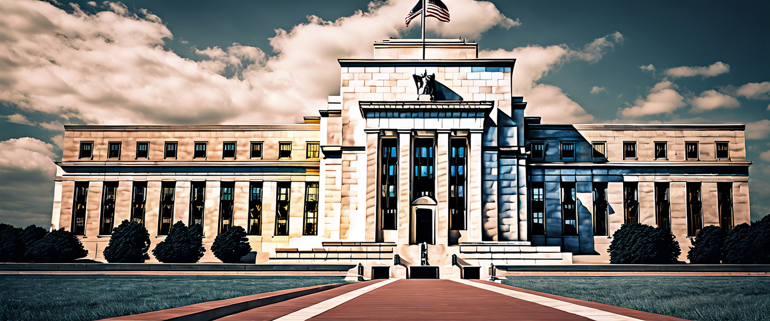 Federal Reserve building with interest rates concept