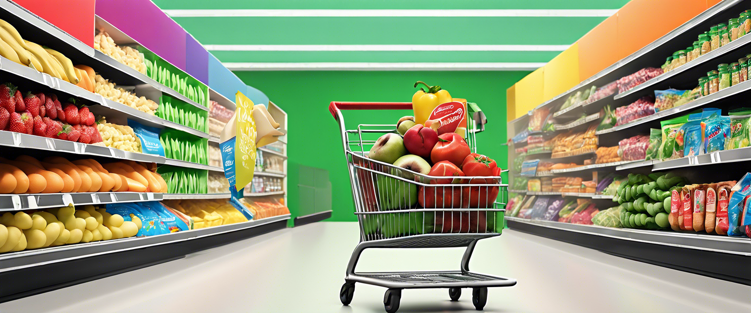 Instacart's Caper Cart showcasing smart navigation features in a grocery store.