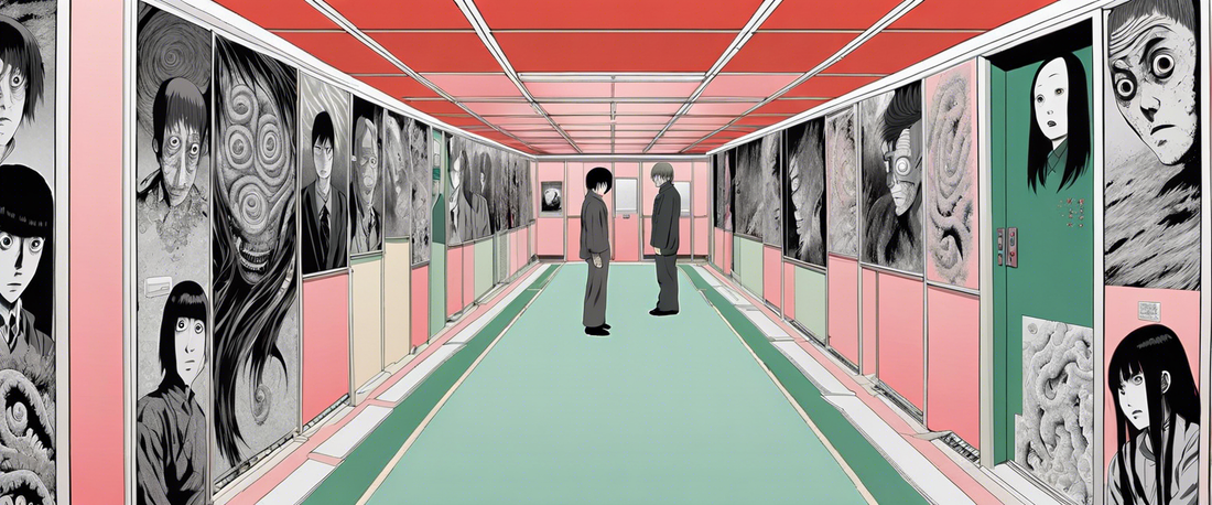 Uzumaki anime adaptation promotional image featuring spirals and horror elements.