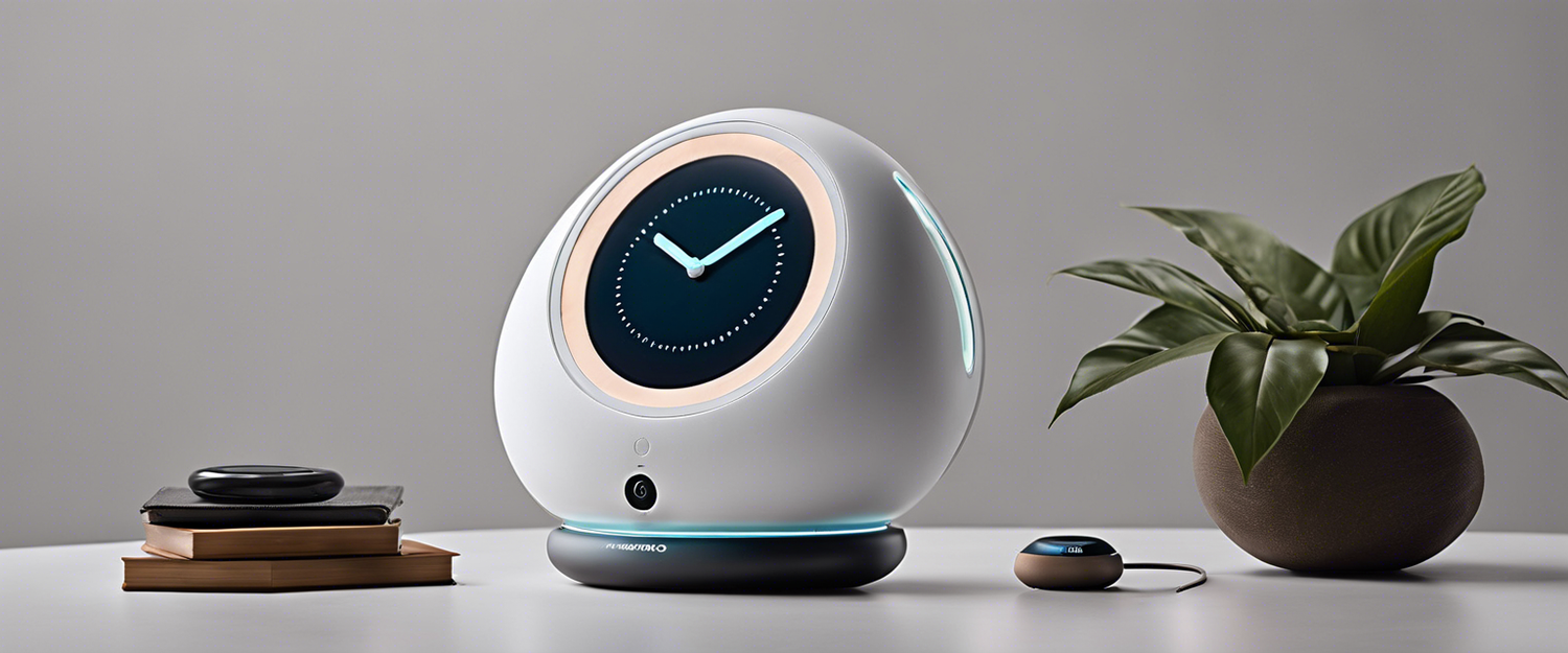 Echo Spot smart alarm clock on a nightstand