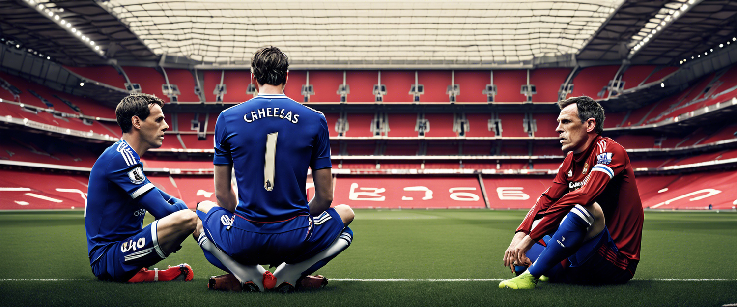 Chelsea players during a match, discussing recruitment and squad depth issues.