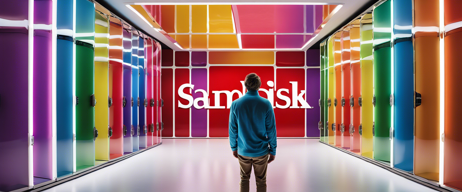 SanDisk's new logo showcasing bold design and pixel-inspired aesthetics.