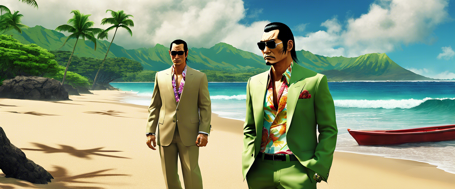 Yakuza Goro Majima in Hawaii adventure game cover