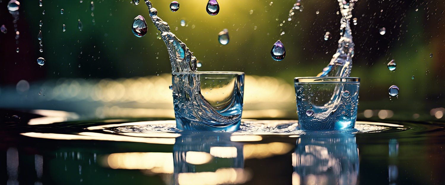 Water droplets exploding from a balloon in ultra slow motion, showcasing sparkling effects.