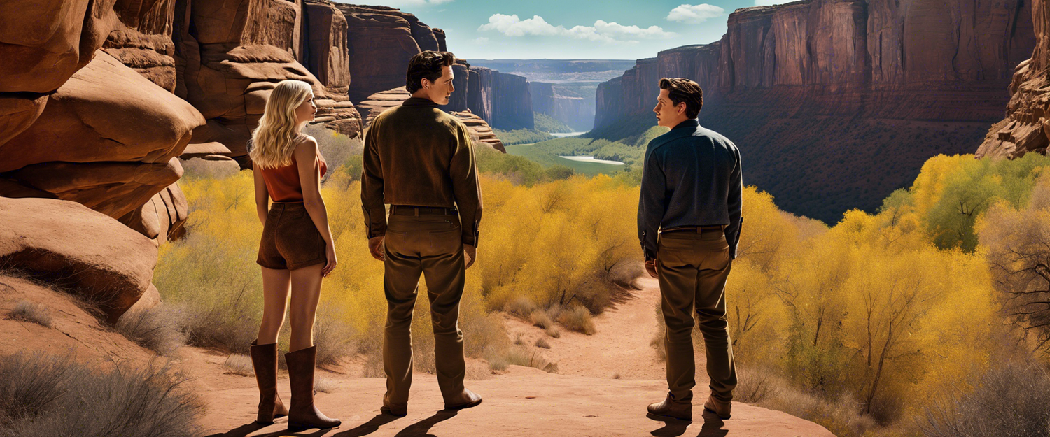 Promotional image of The Gorge featuring Miles Teller and Anya Taylor-Joy in a mysterious landscape.