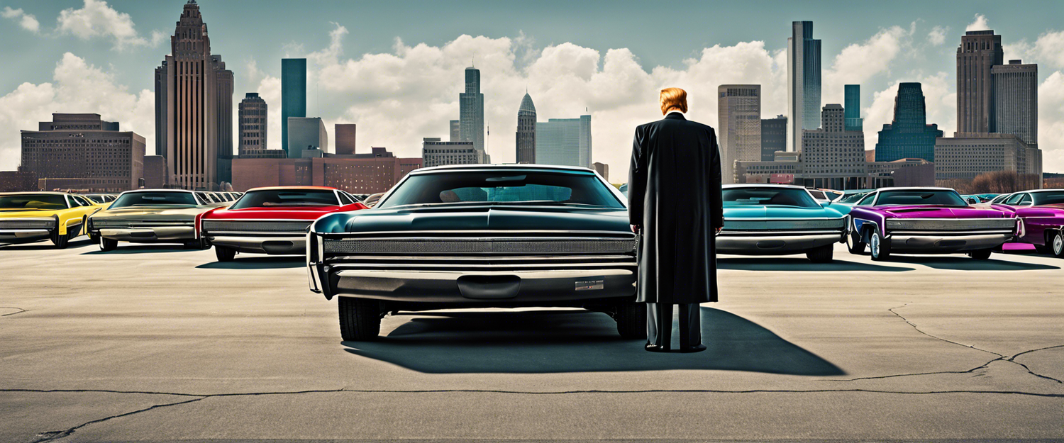 Donald Trump speaking at an event in Detroit about autonomous vehicles.