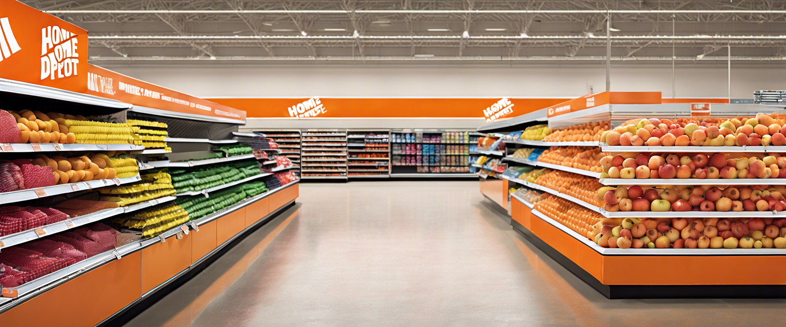 Image showing Apple Pay logo with Home Depot storefront in the background.