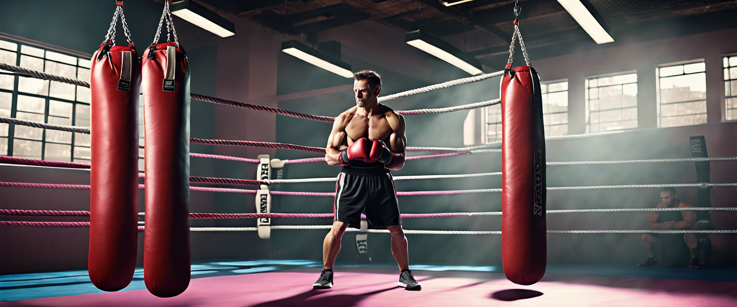 A person using Growl's interactive boxing trainer that appears as a punching bag.