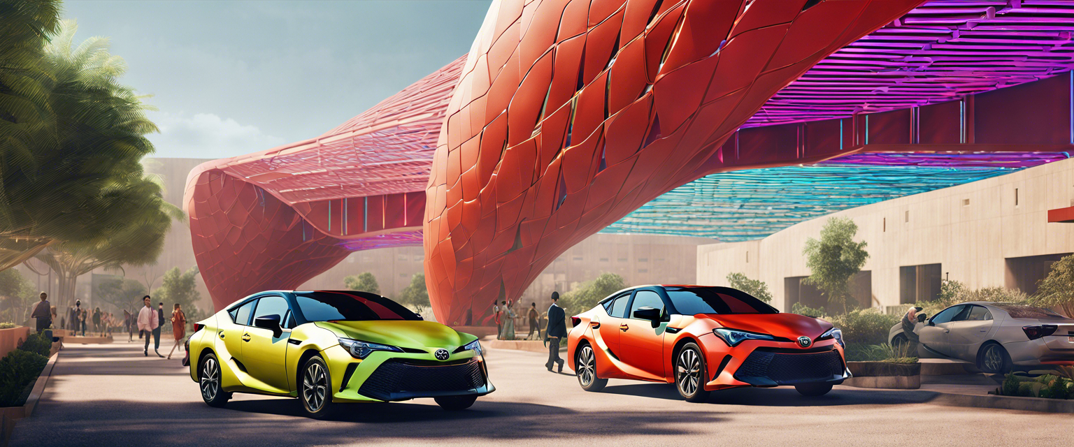 Concept art of Toyota's Woven City showcasing modern architecture and green spaces.