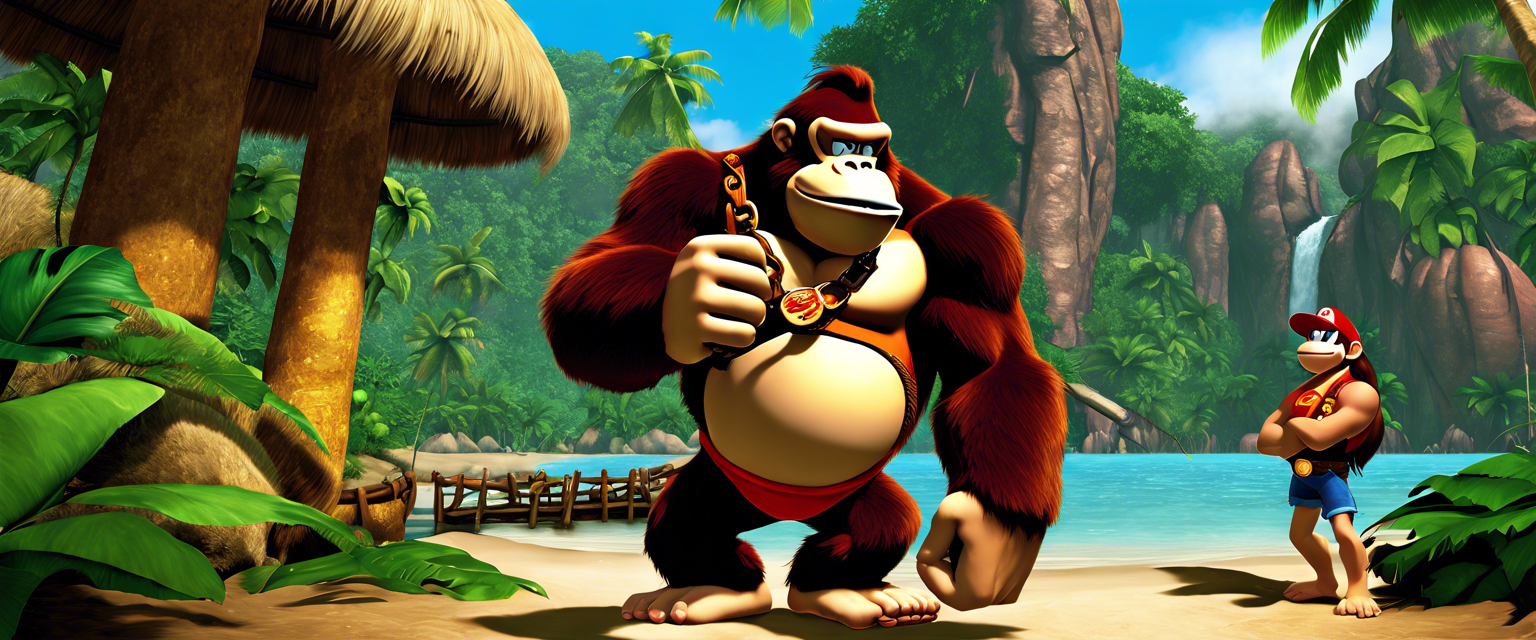 Nintendo logo with Donkey Kong Country Returns HD game cover.