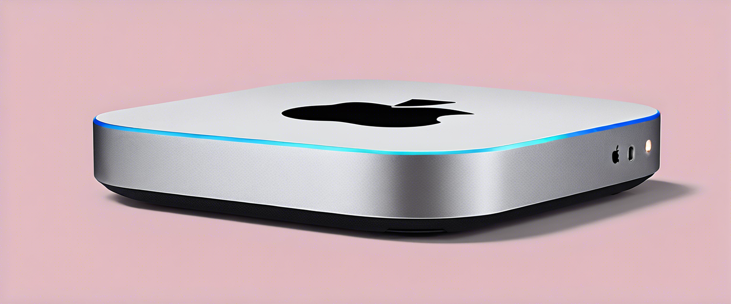 Apple Mac Mini showcasing its new design features and power button placement.