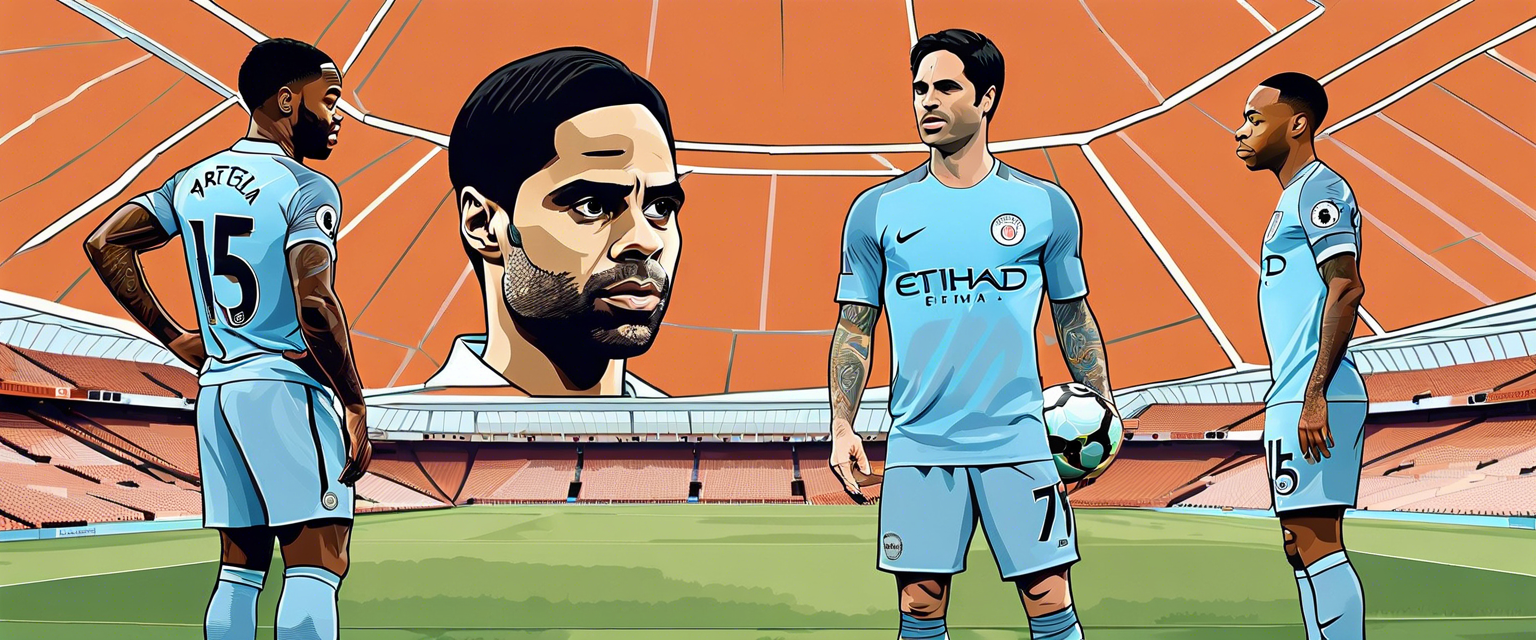 Mikel Arteta and Raheem Sterling discussing football at Manchester City.