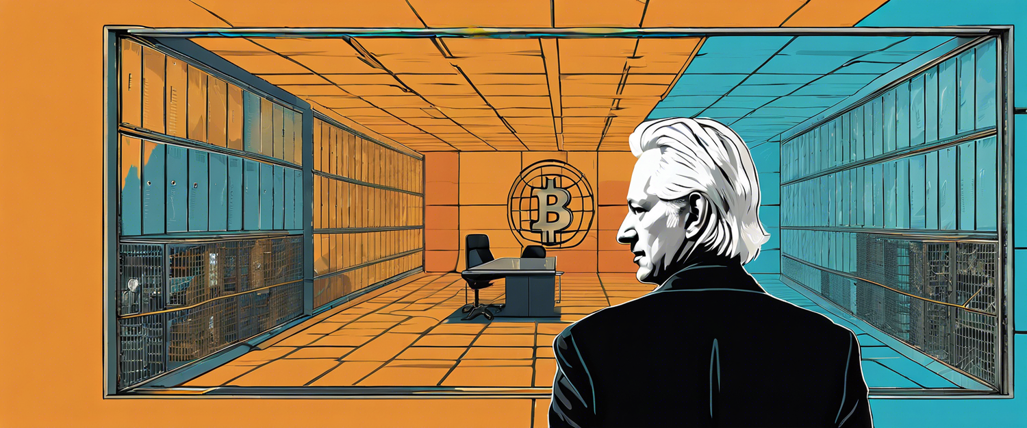 Julian Assange speaking at the Council of Europe about his incarceration and Bitcoin's influence.