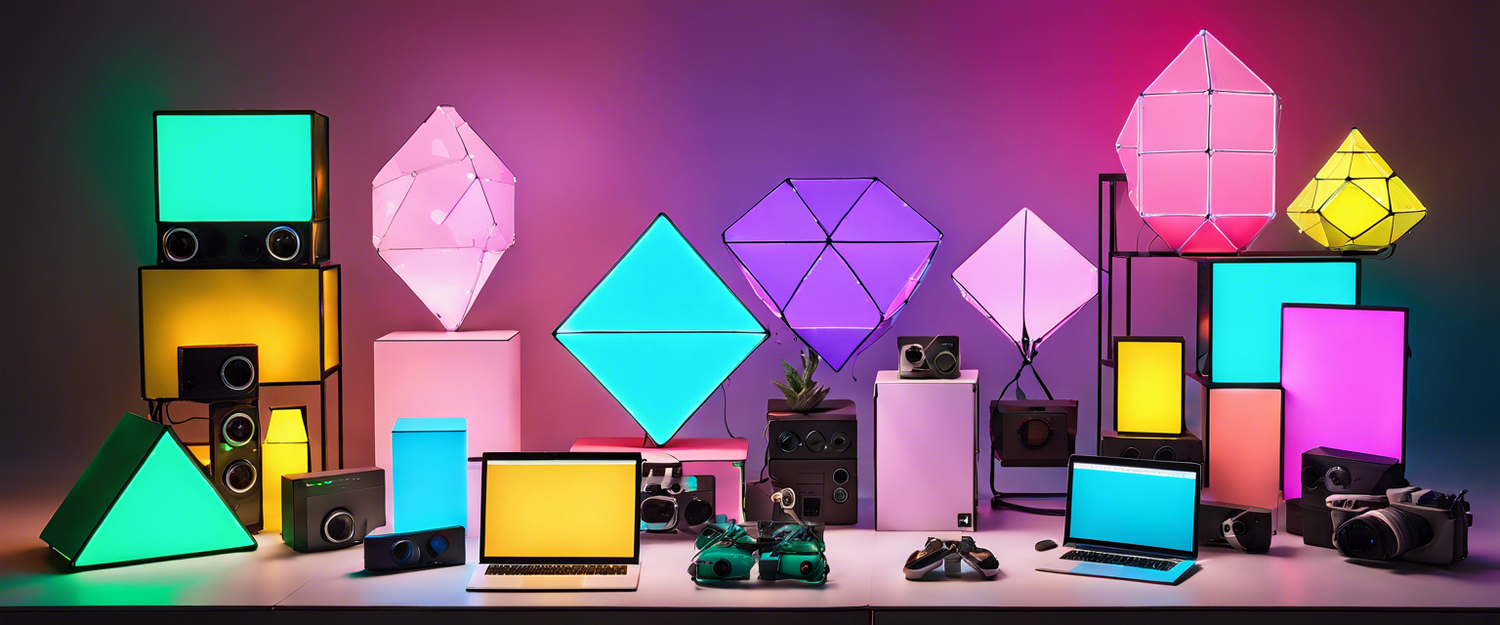 Nanoleaf Expo Smart Display Cases with color-changing LED lighting showcasing collectibles