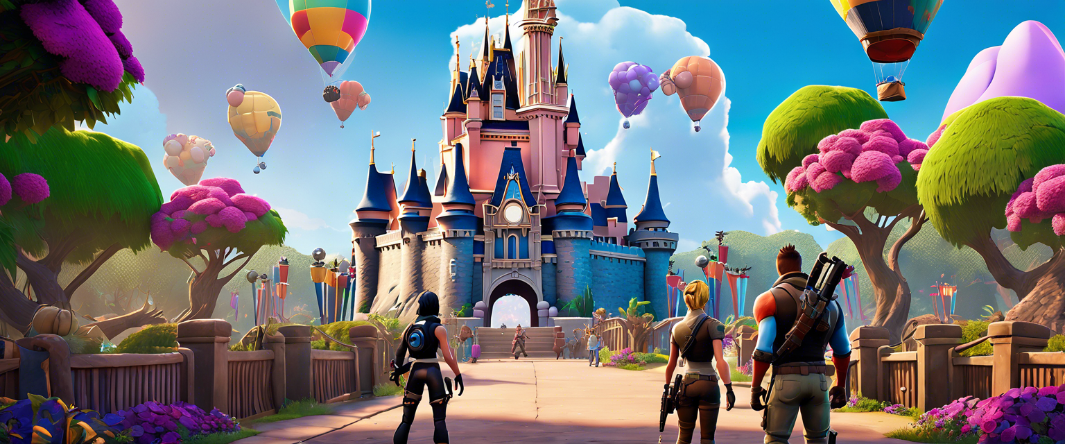 Disney and Fortnite announcement event in Fortnite game world.