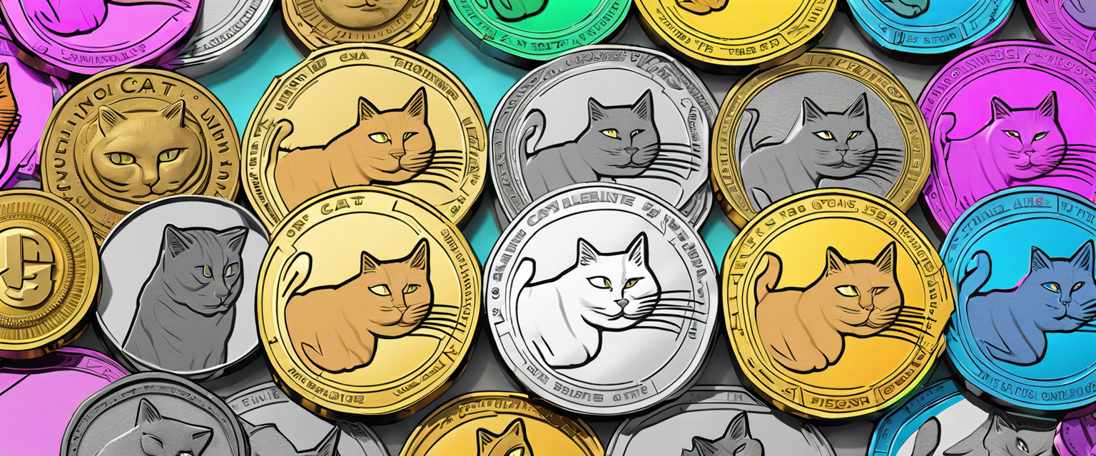 A visual representation of cat-themed memecoins surge in the cryptocurrency market.